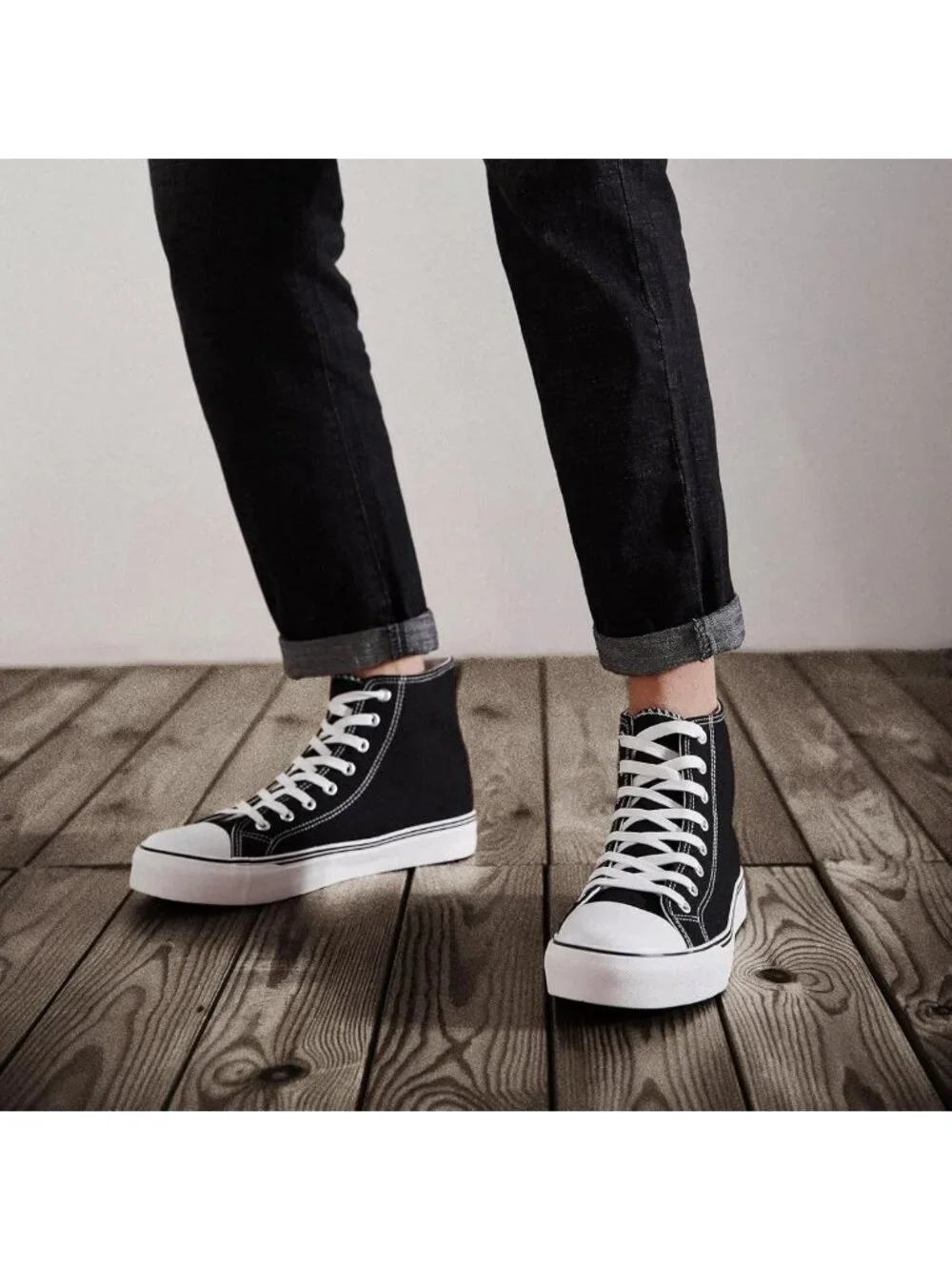 Stylish High Top Canvas Sneakers for Men - Lace Up Casual Walking Shoes